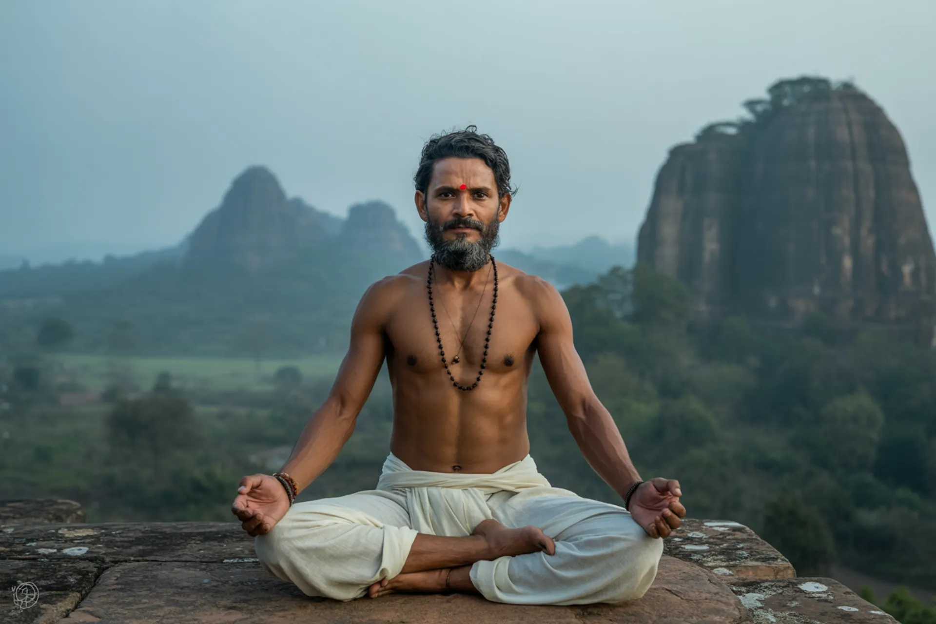 Mujer meditando en postura de loto rodeada de luz dorada, simbolizando la energía de los mantras